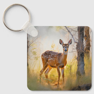 Elegant herten in het bos natuur ontwerp sleutelhanger