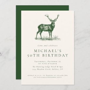 Elegant Herten Jacht Groen Volwassen Verjaardagsfe Kaart