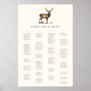 Elegant Herten Stag Hunting Party Zitkaarten Poster