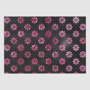 Elegant hete roze glitters en zwart bloemenpatroon tissuepapier