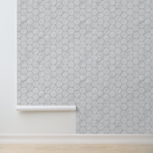 Elegant Hexagonaal Grijs Marmer Geometrisch Patroo Behang