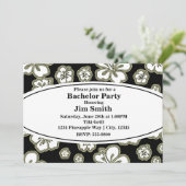 Elégant Hibiscus Floral Black & Tan Invitation (Debout devant)