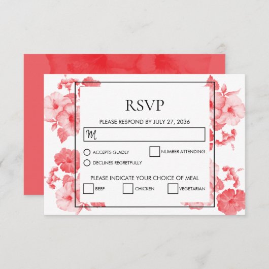 Elégant Hibiscus Hibiscus Mariage Cartes RSVP (Devant / Derrière)