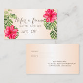 Élégant Hibiskus élégant, Palm Leave Carte de réfé (Devant / Derrière)