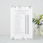 Elegant Hij zei dat ze Dusty Blue Shower spel zei (Staand voorkant)