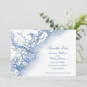Elegant Hilton Head South Carolina Kaart Bruiloft (Staand voorkant)