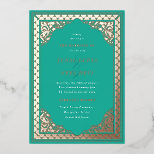 Elegant Hindu Ornament Lijst Indiaas huwelijk Folie Uitnodiging