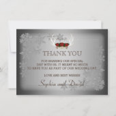 Elégant hiver Antlers gris Mariage MERCI (Dos)