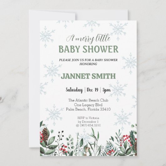 Élégant hiver baby shower de Noël Invitation