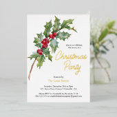 Elégant hiver Berries Foil Invitation (Debout devant)