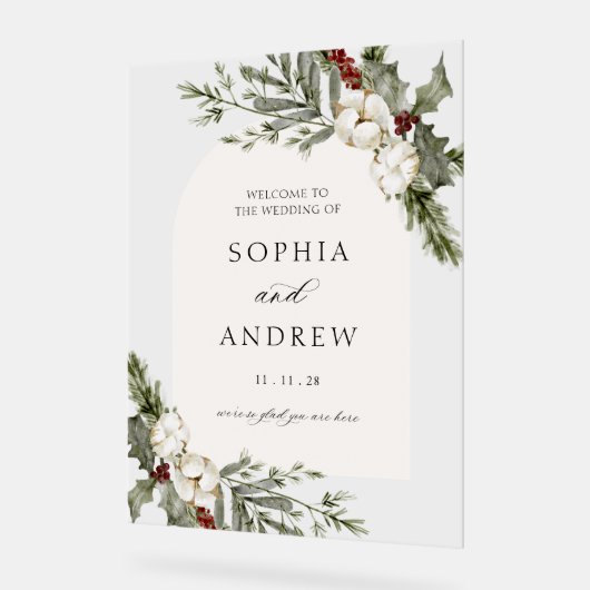 Elégant hiver Floral Arch Mariage Bienvenue (Angle)
