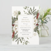 Elégant hiver Floral Bridal Shower Invitation (Debout devant)