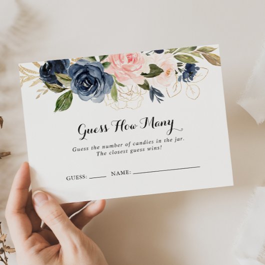 Elégant hiver Floral Devinez Combien De Carte De J