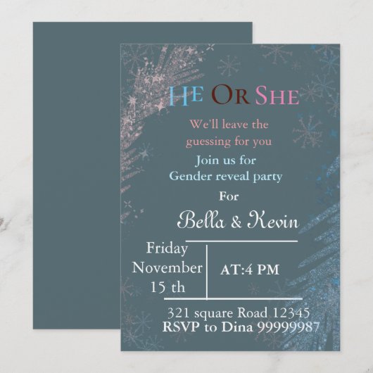 Elégant hiver genre révéler invitation (Devant / Derrière)