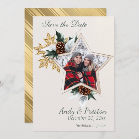 Elégant hiver photo Enregistrer la date Invitation (Devant / Derrière)