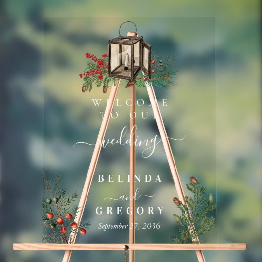 Élégant hiver Pins rustique Mariage de lanterne (Neutre)