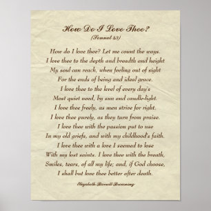 Elegant Hoe hou ik van ze? Romantic Poem Poster