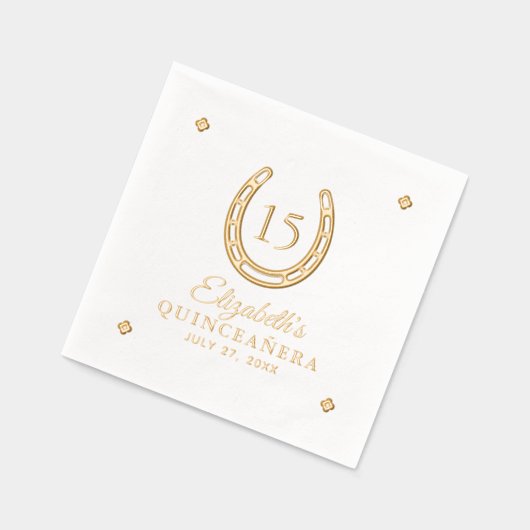 Elegant Hoefijzer Verjaardagsfeest Echt Goud Folie Servetten (Links)