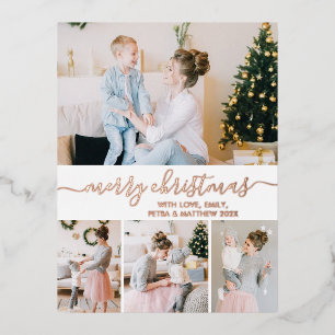 Elegant Holiday Foto Roos Gold Foil Briefkaart