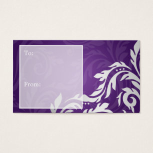 Elegant Holiday Gift Label Swirly Flourly Paarse Visitekaartjes
