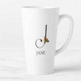 Elegant Holiday Monogram Initiaal J en Naam Latte Mok