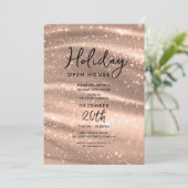 Elegant Holiday Open House Rose Gold Sparkle Glam Kaart (Staand voorkant)