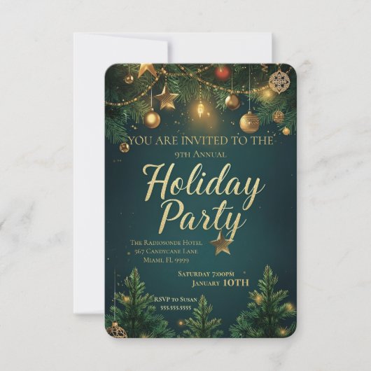 Elegant Holiday Party Invitation (Devant)