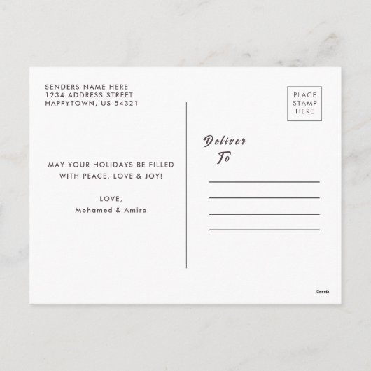 Elegant Holiday Postcard with Personalized Message Feestdagenkaart (Achterkant)