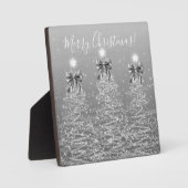 Elegant Holiday Silver Christmas Trees w/ Bows Fotoplaat (Voorkant)