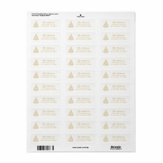 Elegant Holiday Tree Gold kerstretouradres Etiket (Full Sheet)