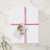 Elegant Holly Berries en Pine Cones Holiday Cadeaulabel (Met Touw)