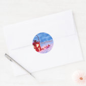 Elegant Holly Berries, Lamp Ronde Sticker (Envelop)