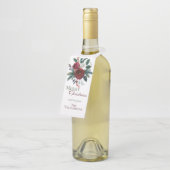 Elegant Holly Berries Red Green Floral Kerstmis Flessenhanger (Schuin)