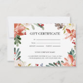 Elegant Holly Berry & Blossom Gift Certificate (Achterkant)