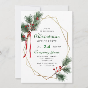 Elegant Holly Berry Corporate Christmas Party Kaart
