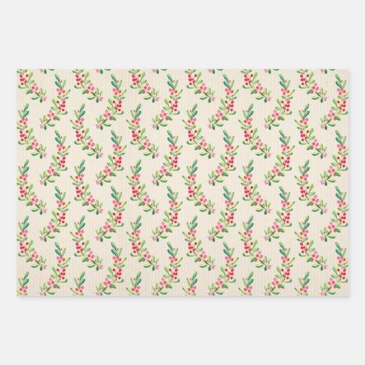 Elegant Holly en Berries Inpakpapier Vel (Voorkant)