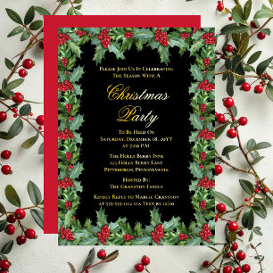 Elegant Holly en Berries Lijst Kerstfeest Folie Feestdagenkaart