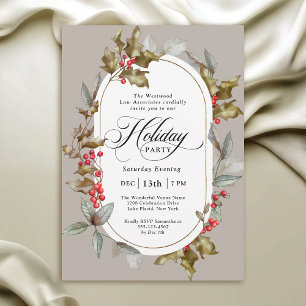 Elegant Holly en Berry Corporate Holiday Party Kaart