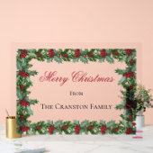 Elegant Holly et Berries Cadre Noël Salutation (Mariage)