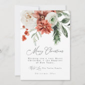 Elégant Holly Floral Greenery Photo Carte de Noël (Devant)