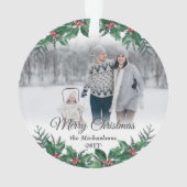 Elégant Holly Greenery 2 Photo Joyeux Noël (dos)