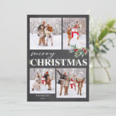 Elegant Holly Joyeux Carte photo de Noël (Debout devant)