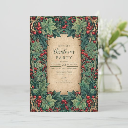 Elegant Holly kerstfeest Kaart (Staand voorkant)