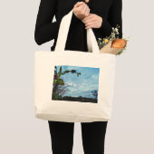 Elegant Holly Kerstmis, blauwe hemel Grote Tote Bag (Voorkant (product))