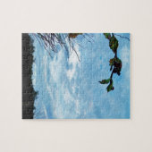 Elegant Holly Kerstmis, blauwe hemel Legpuzzel (Horizontaal)