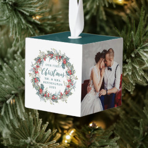 Elegant Holly Mistletoe Wreath 3 Fotokerstmis Ornament