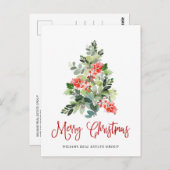 Elegant Holly Tree kerst Corporate Greeting Briefkaart (Voorkant / Achterkant)