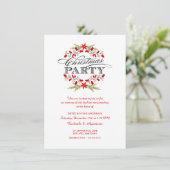 Elegant Holly Wreath Kerstparty Uitnodigingen (Staand voorkant)
