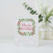 Elegant Holly Wreath Merry Christmas Feestdagenkaart (Staand voorkant)