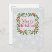 Elegant Holly Wreath Merry Christmas Feestdagenkaart (Voorkant / Achterkant)